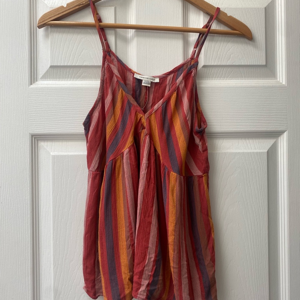 NWT American Eagle Outfitters Red and Orange Striped Camisole